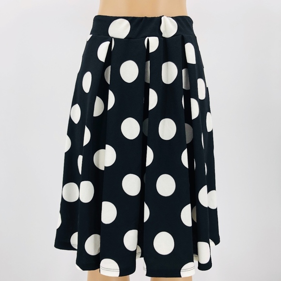 Polka Dot Pleated A Line Skirt - Picture 3 of 7